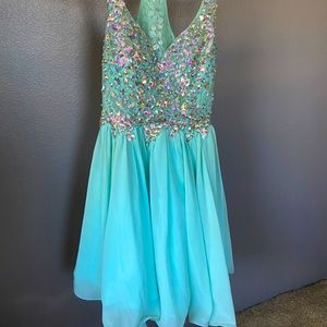 Blue sequin short homecoming dress